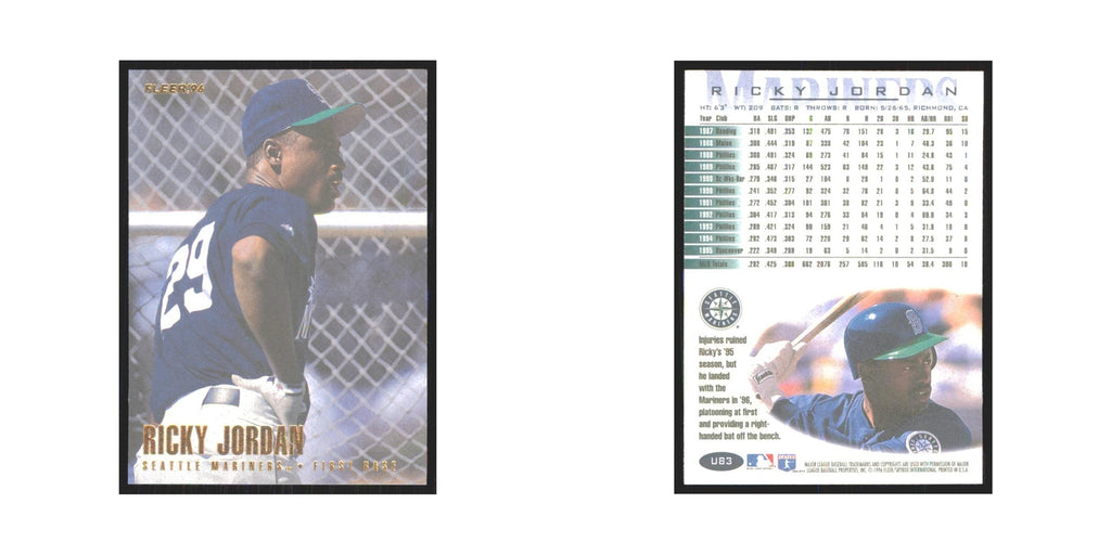 1996 Fleer Ricky Jordan Mariners #U83