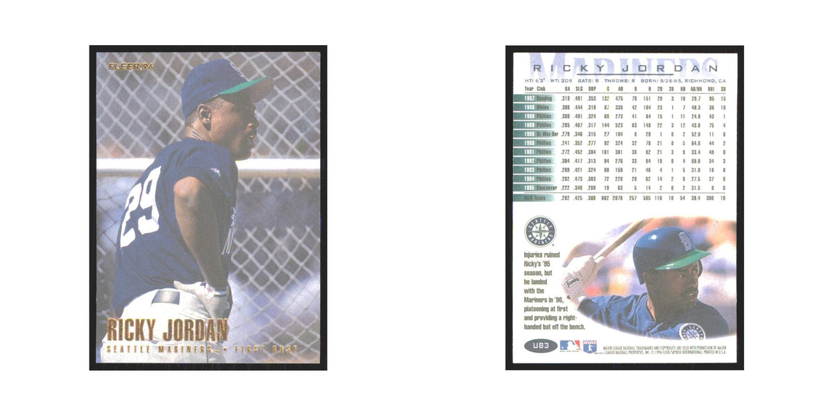 1996 Fleer Ricky Jordan Mariners #U83