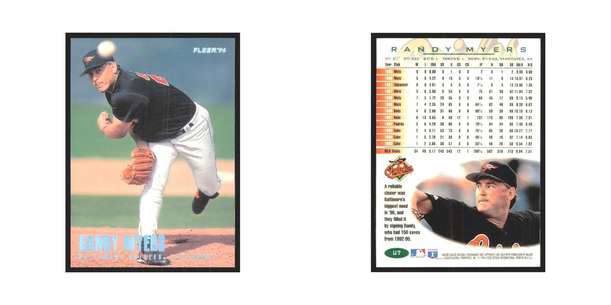 1996 Fleer Randy Myers Orioles #U7