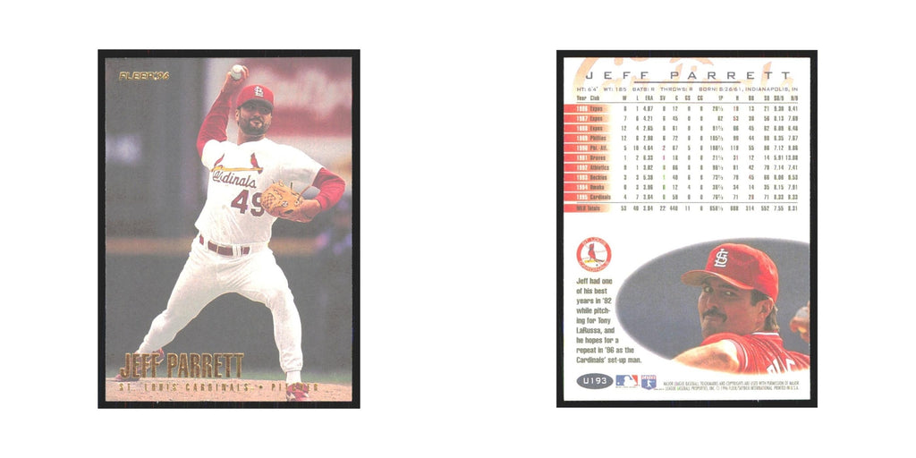 1996 Fleer Jeff Parrett Cardinals #U193