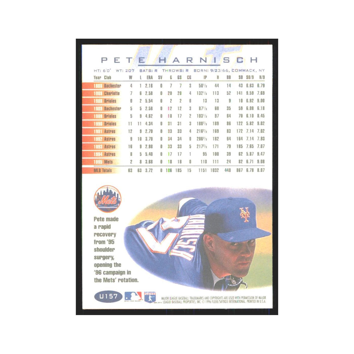 1996 Fleer Pete Harnisch Mets #U157