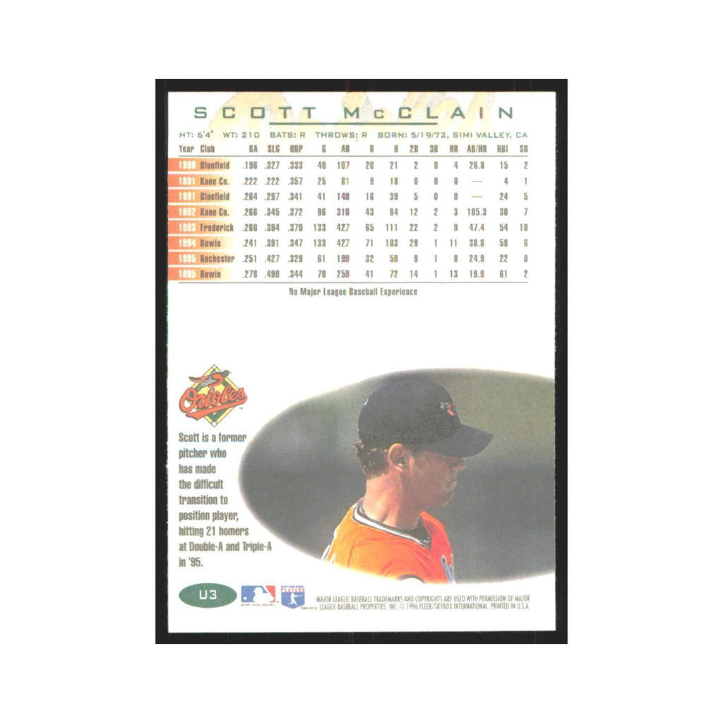 1996 Fleer Scott McClain Orioles #U3