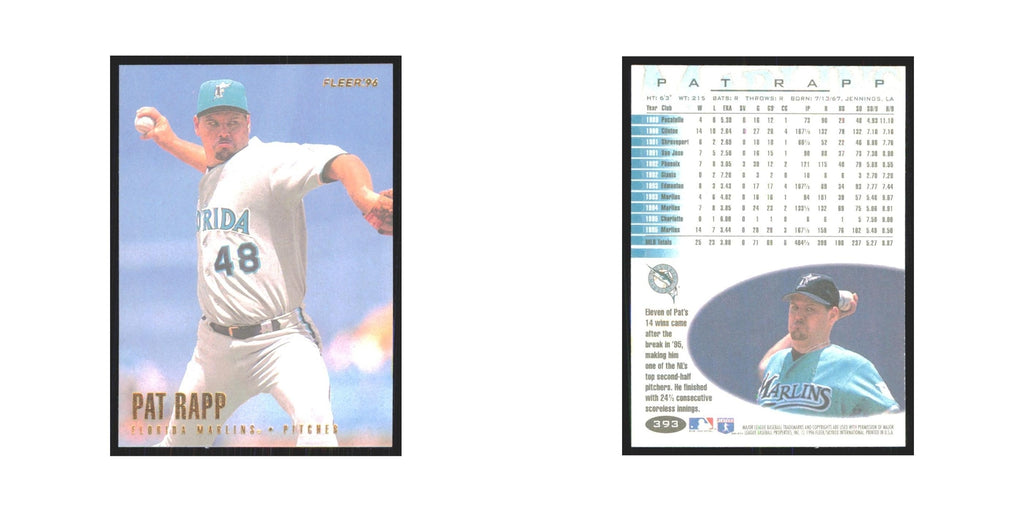 1996 Fleer Pat Rapp Florida Marlins #393