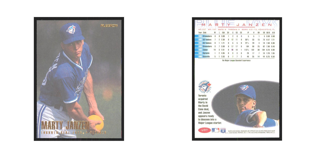 1996 Fleer Marty Janzen Blue Jays #U97