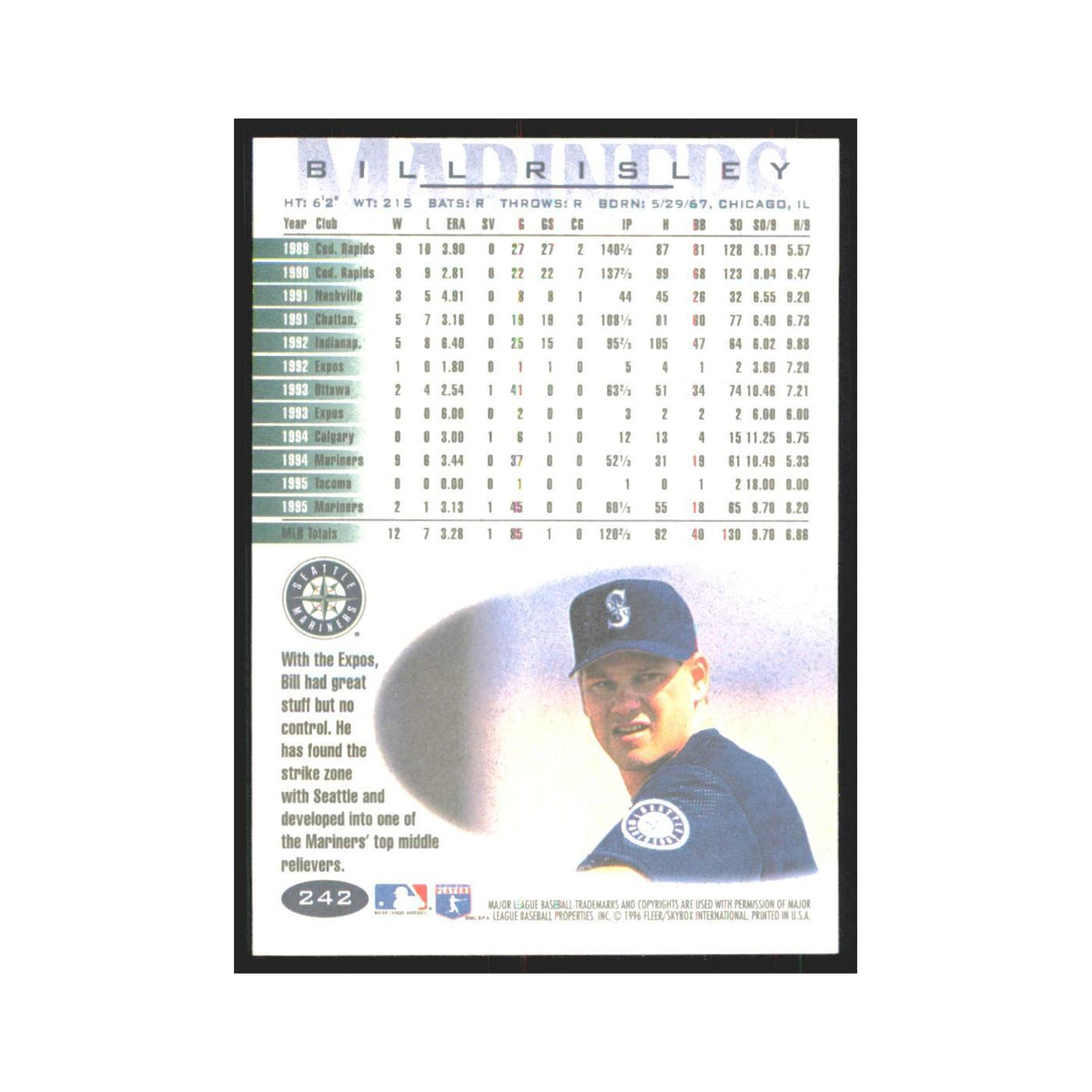 1996 Fleer Bill Risley Mariners #242