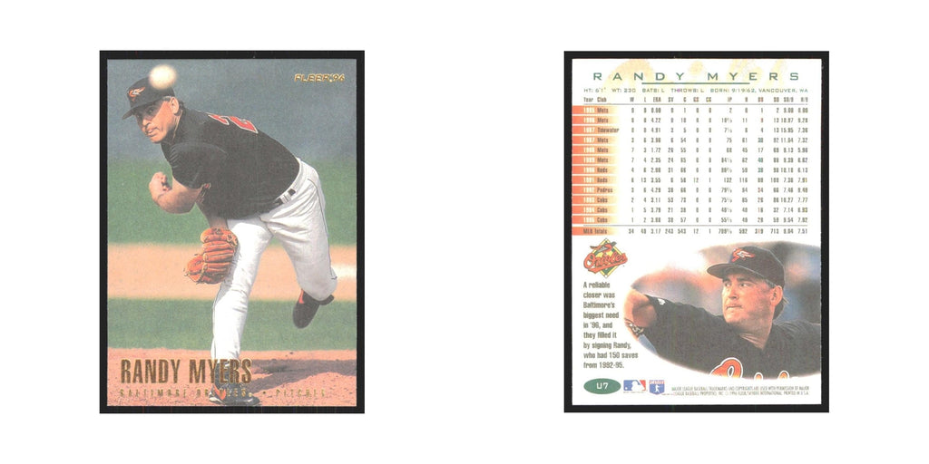 1996 Fleer Randy Myers Orioles #U7