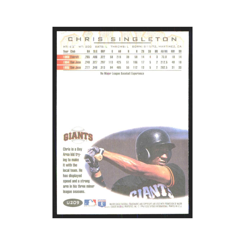 1996 Fleer Chris Singleton Giants #U209