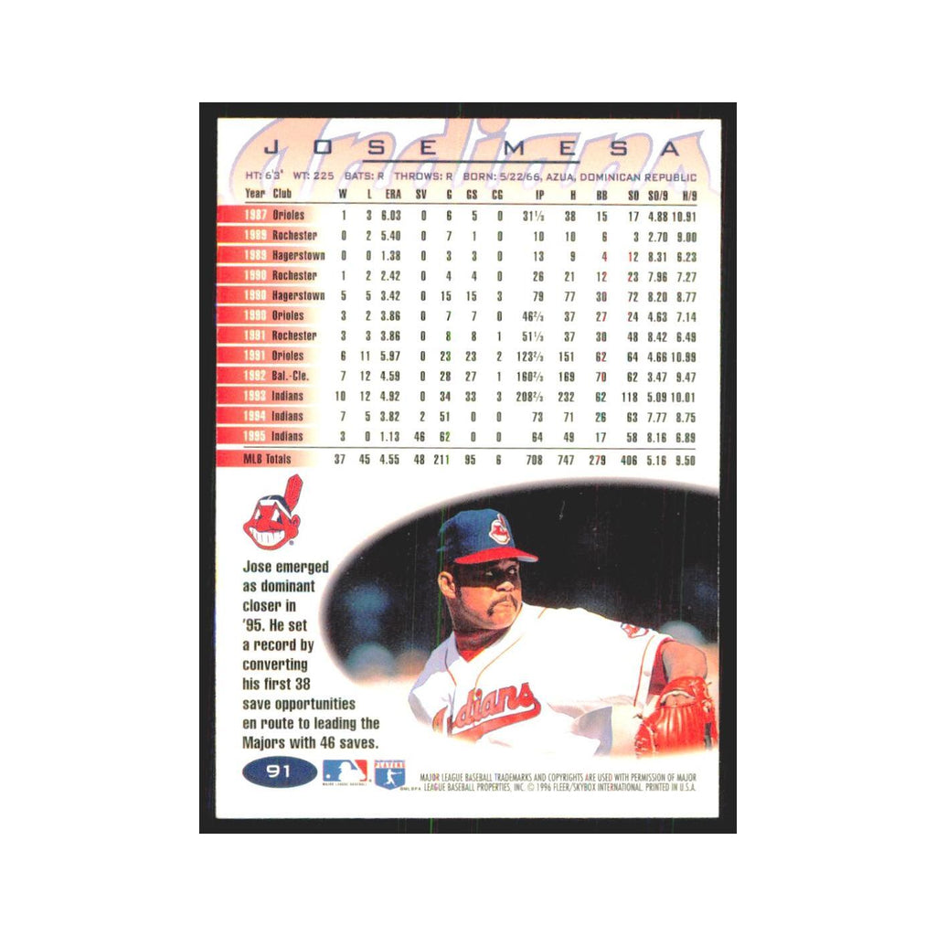 1996 Fleer Jose Mesa Indians #91