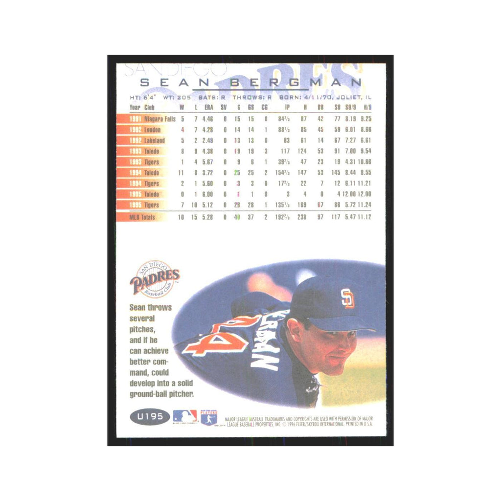 1996 Fleer Sean Bergman Padres #U195