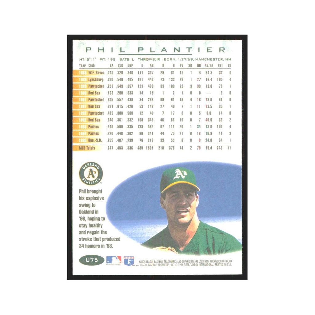 1996 Fleer Phil Plantier Athletics #U75