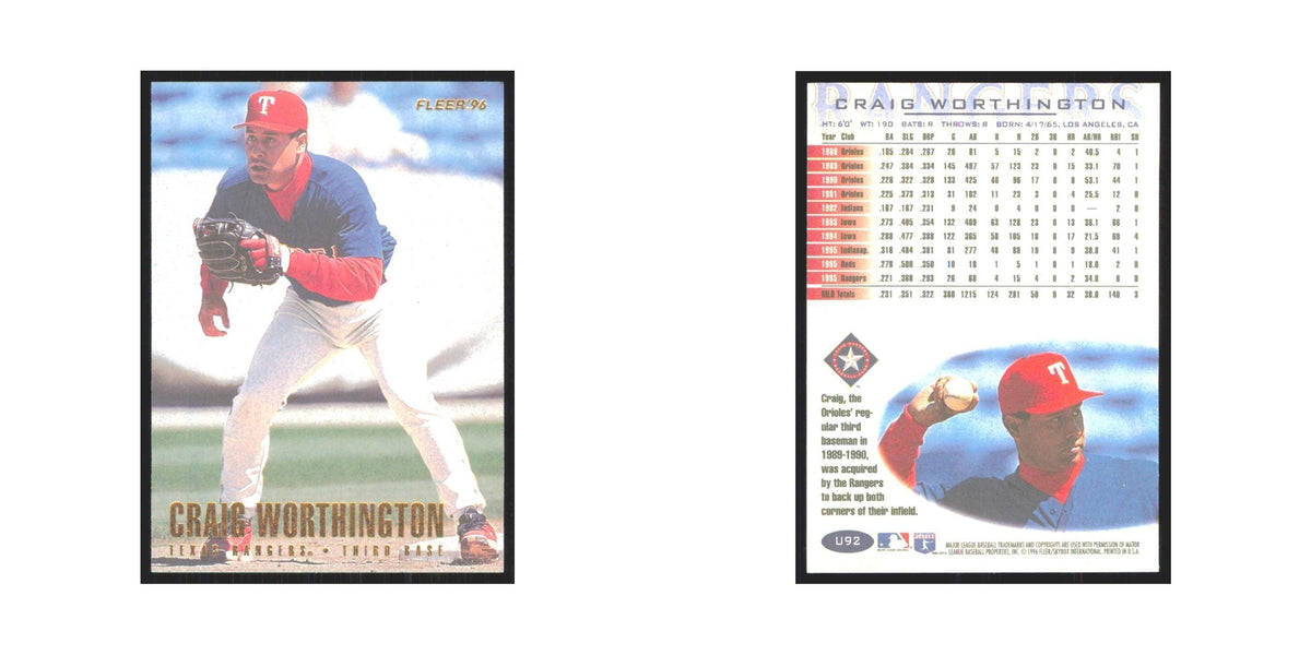 1996 Fleer Craig Worthington Rangers #U92
