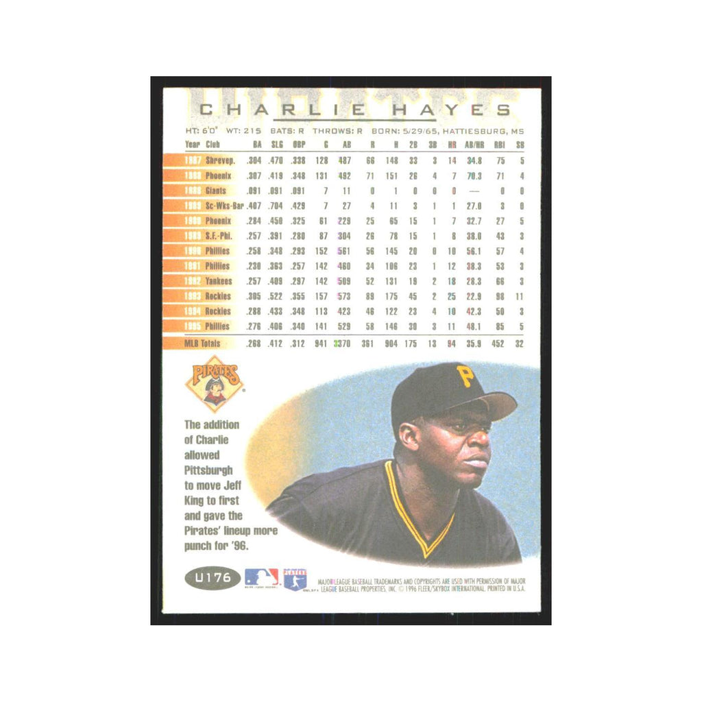 1996 Fleer Charlie Hayes Pirates #U176