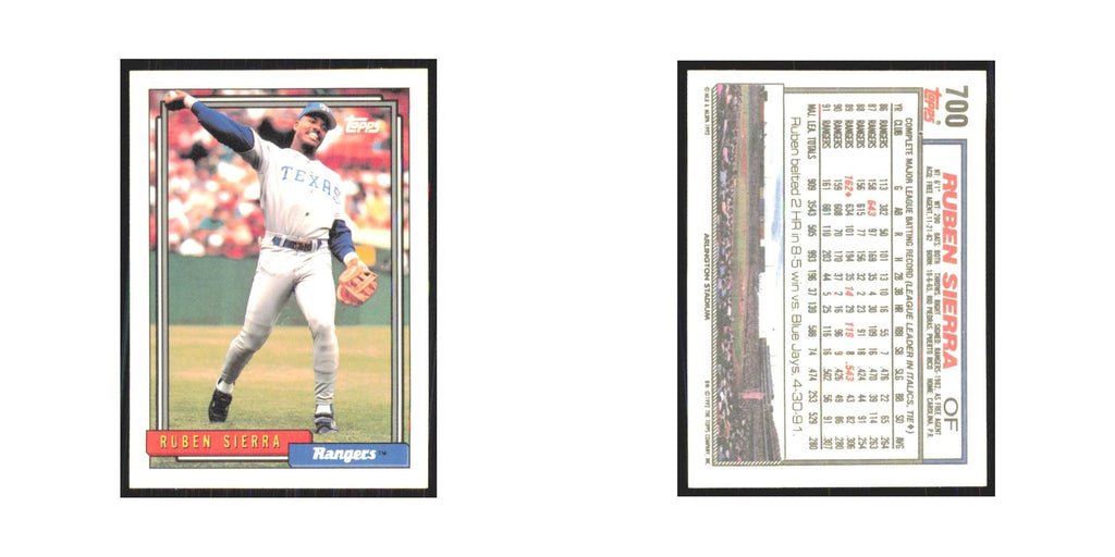 1992 Topps Ruben Sierra Rangers #700