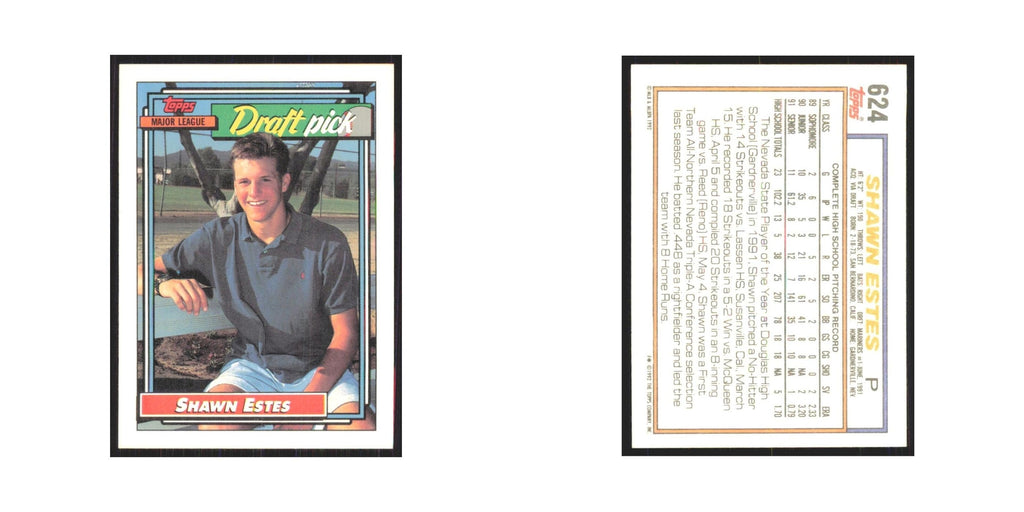1992 Topps Shawn Estes Mariners #624