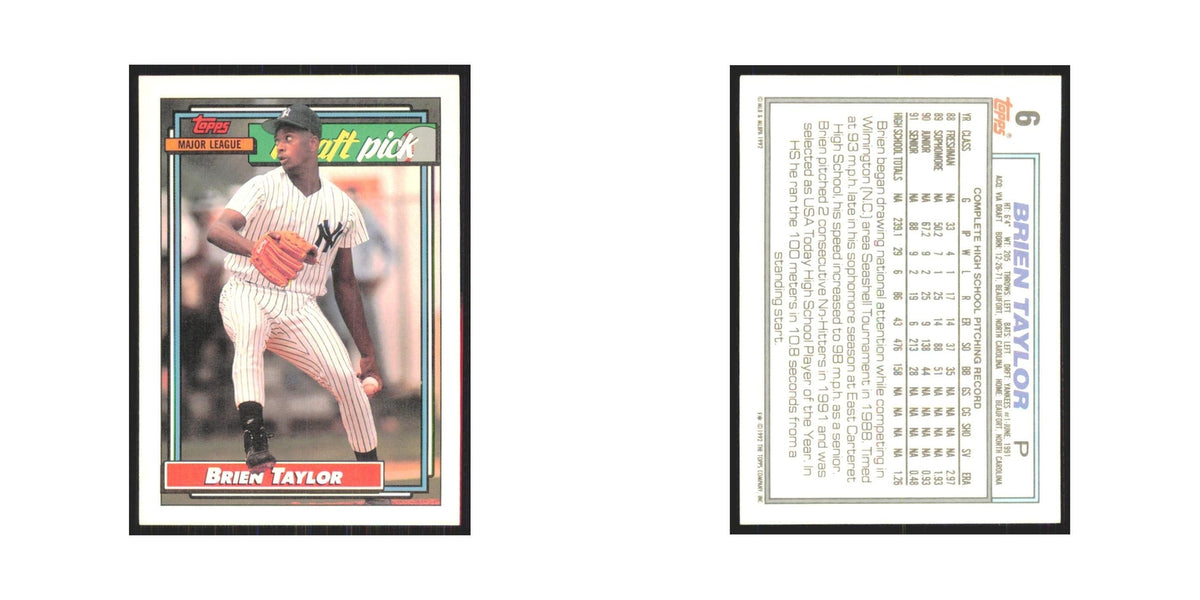 1992 Topps Brien Taylor Yankees #6
