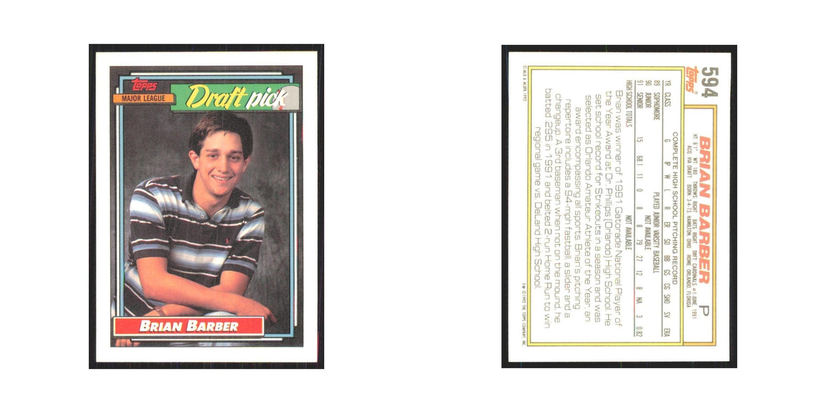 1992 Topps Brian Barber #594