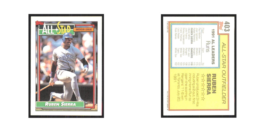 1992 Topps Ruben Sierra Rangers #403