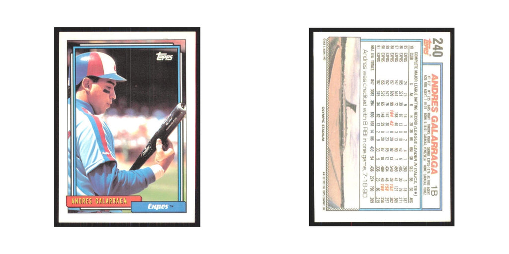 1992 Topps Andres Galarraga Montreal Expos #240