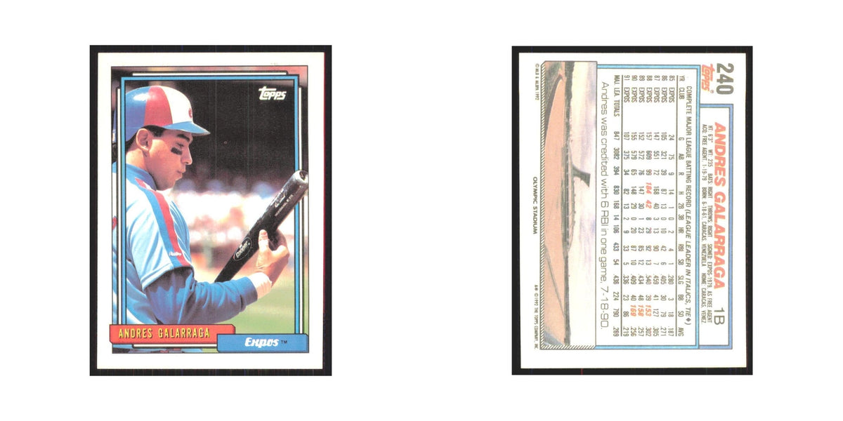 1992 Topps Andres Galarraga Montreal Expos #240