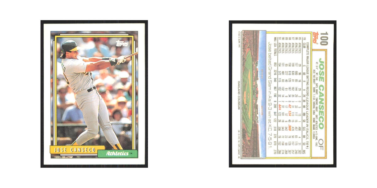 1992 Topps Jose Canseco Athletics #100