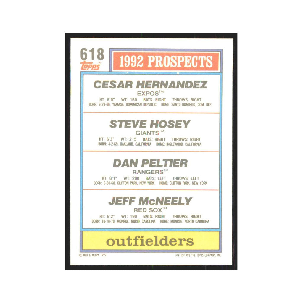 1992 Topps Hernandez Hosey Peltier McNeely #618