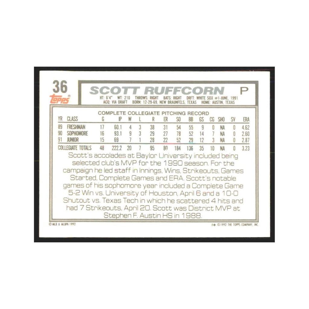 1992 Topps Scott Ruffcorn #36