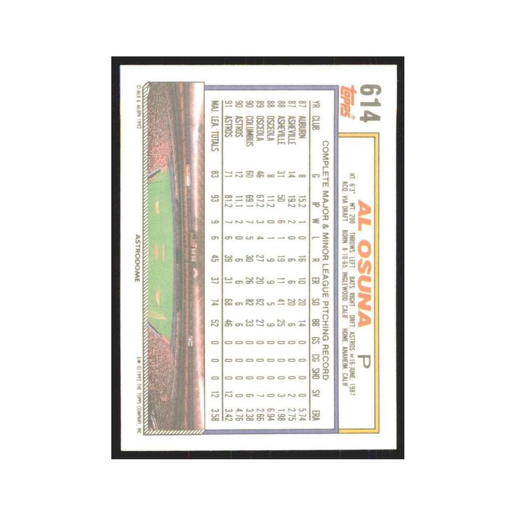 1992 Topps Al Osuna Astros #614