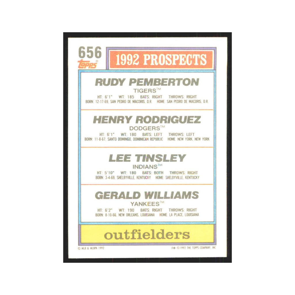 1992 Topps Pemberton Rodriguez Tinsley Williams #656