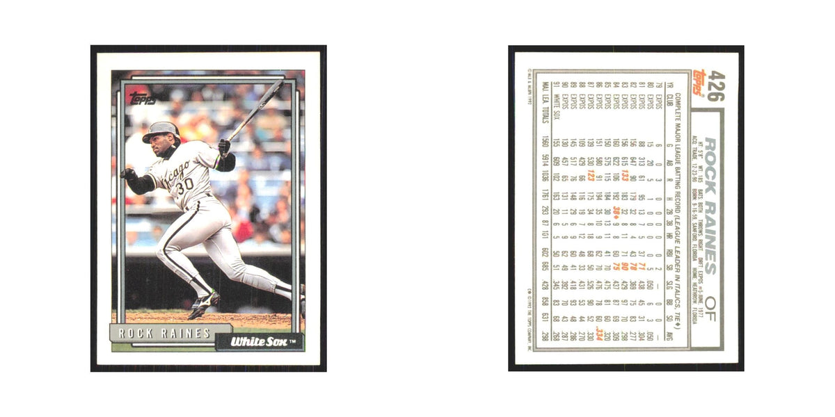 1992 Topps Rock Raines White Sox #426