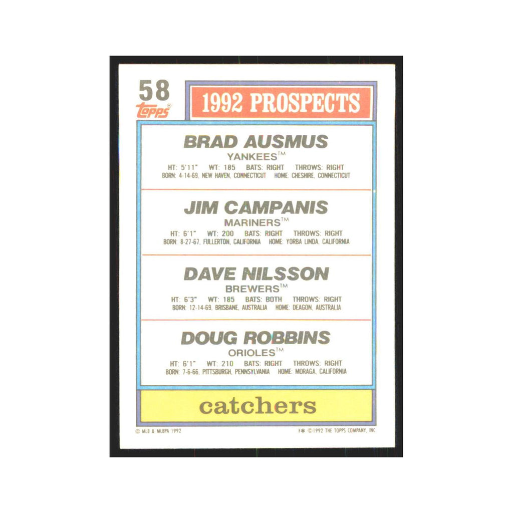 1992 Topps Ausmus Campanis Nilsson Robbins #58