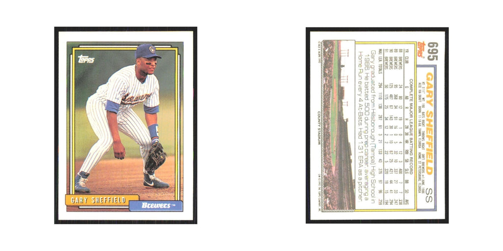 1992 Topps Gary Sheffield Brewers #695