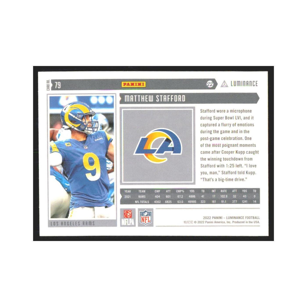 2022 Panini Luminance Matthew Stafford Rams #79