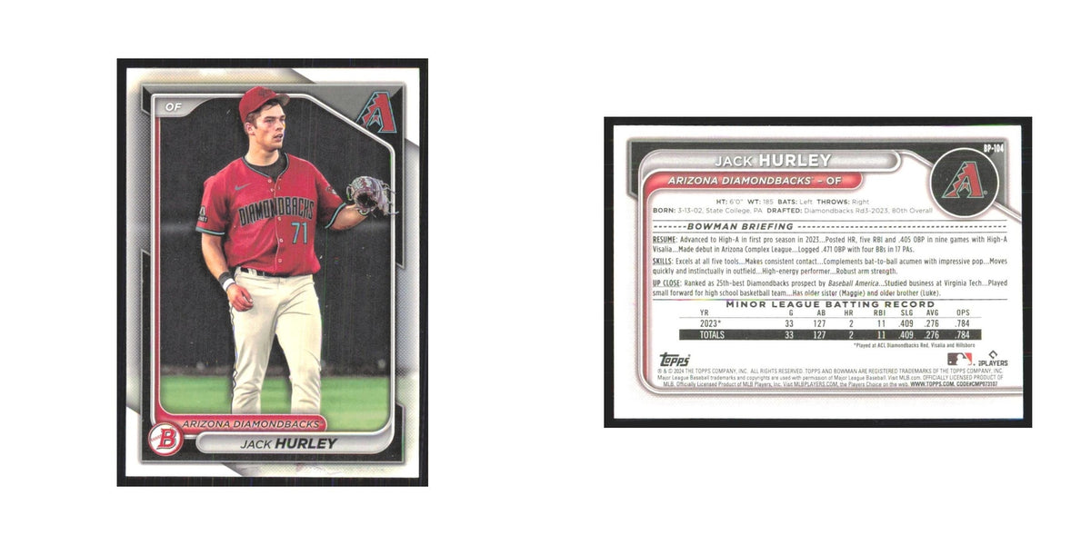 2024 Bowman Prospects Jack Hurley Diamondbacks #BP-104