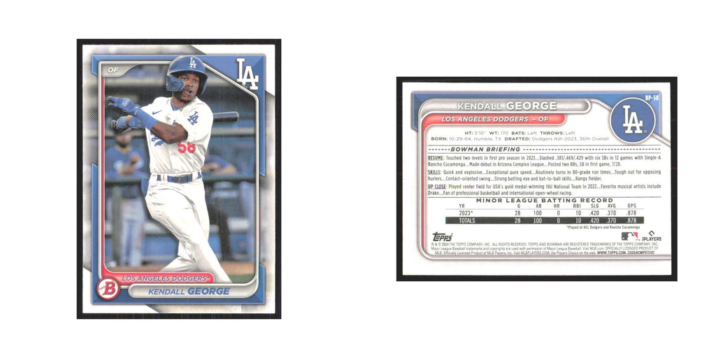 2024 Bowman Prospects Kendall George Dodgers #BP-58
