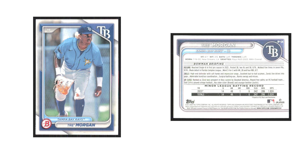 2024 Bowman Prospects Tre' Morgan Rays #BP-126