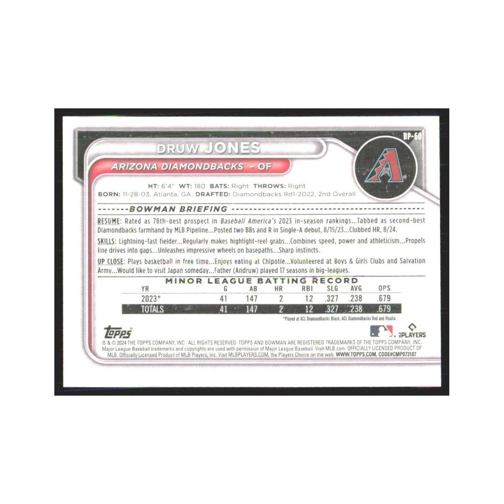 2024 Bowman Prospects Druw Jones Diamondbacks #BP-60