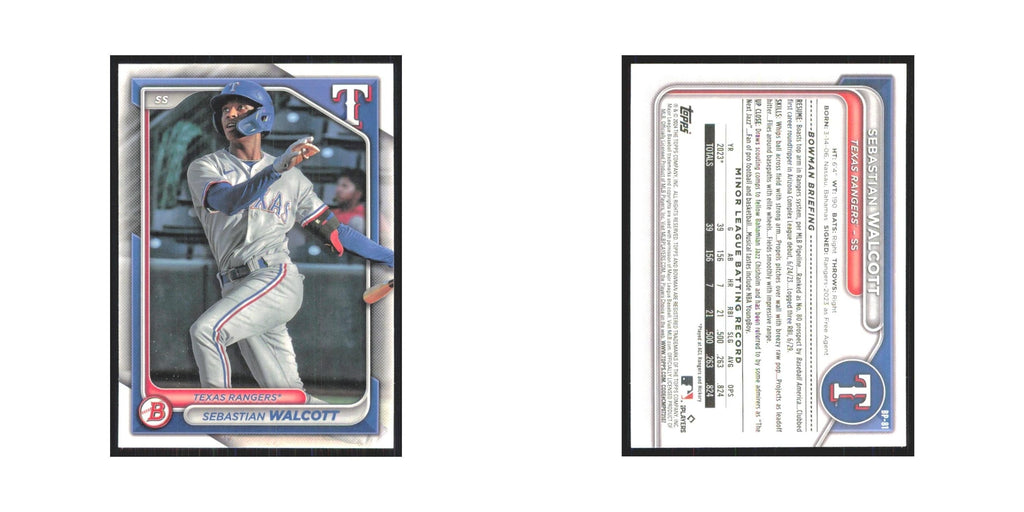 2024 Bowman Prospects Sebastian Walcott Rangers #BP-81