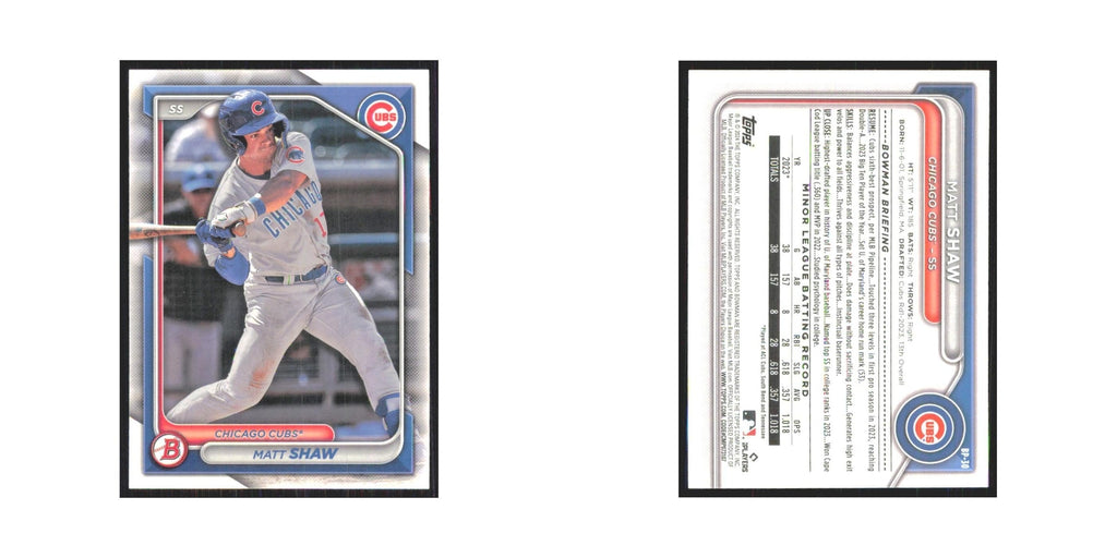 2024 Bowman Prospects Matt Shaw Cubs #BP-30
