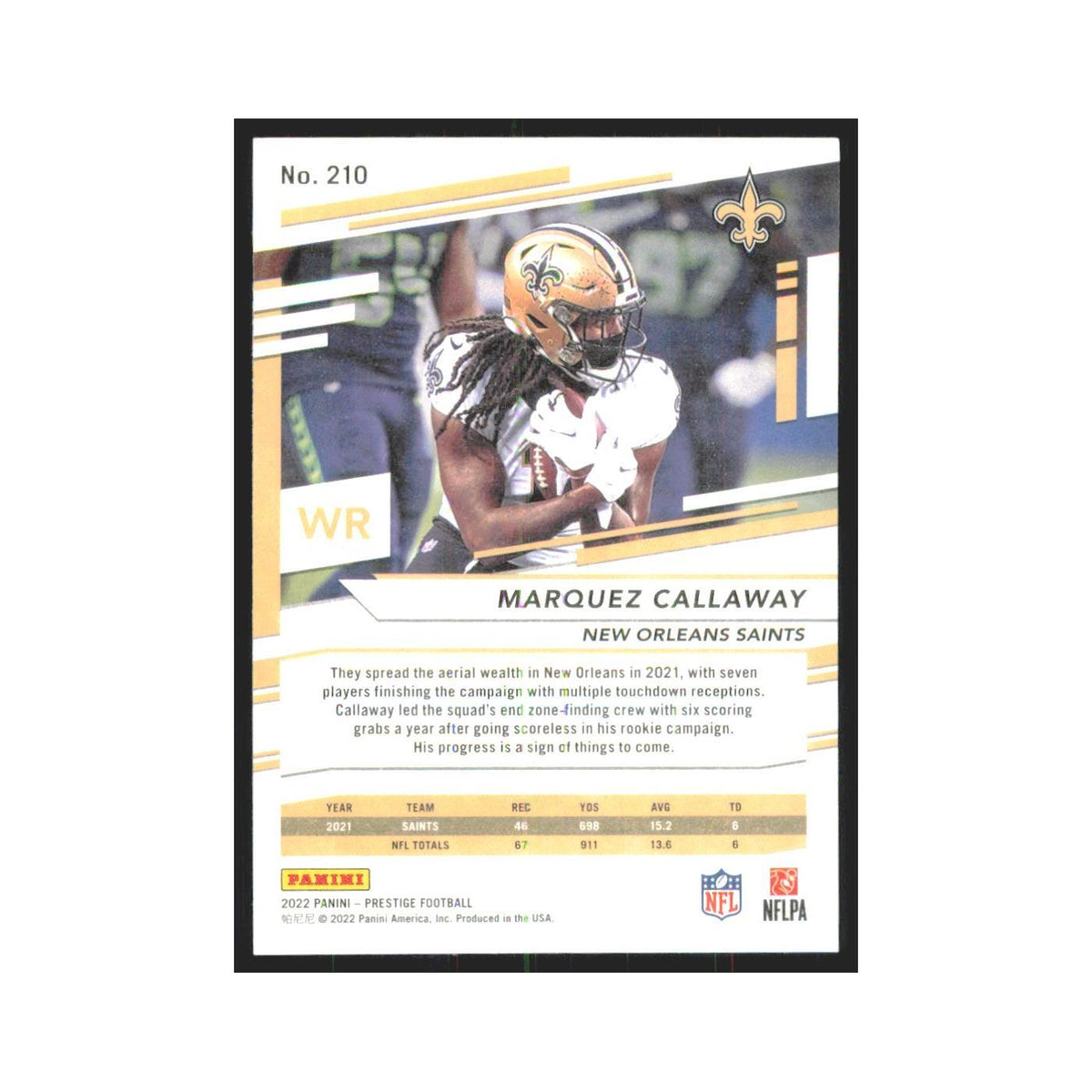 2022 Panini Prestige Marquez Callaway Saints #210