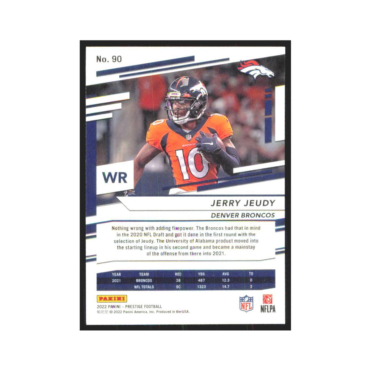 2022 Panini Prestige Jerry Jeudy Broncos #90