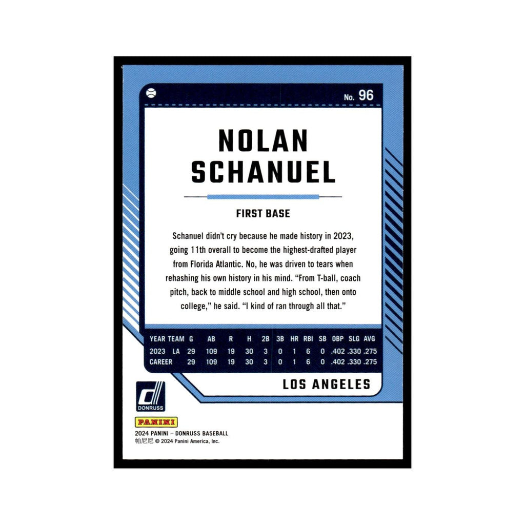 Nolan Schanuel 2024 Donruss #96 Los Angeles Angels Baseball Card NM