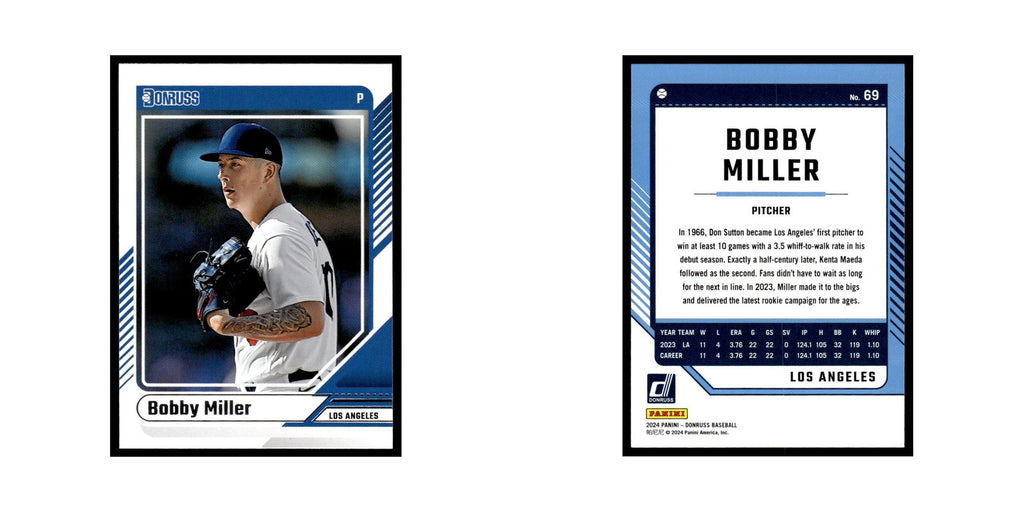 Bobby Miller 2024 Donruss #69 Los Angeles Dodgers Baseball Card NM