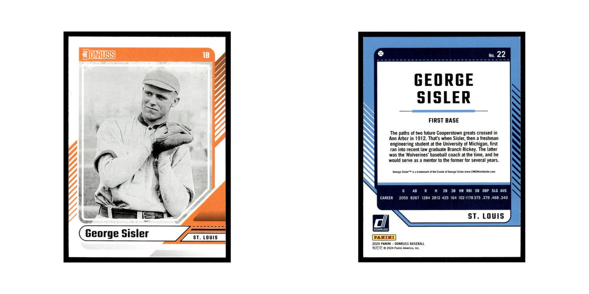 George Sisler 2024 Donruss #22 St. Louis Browns Baseball Card NM