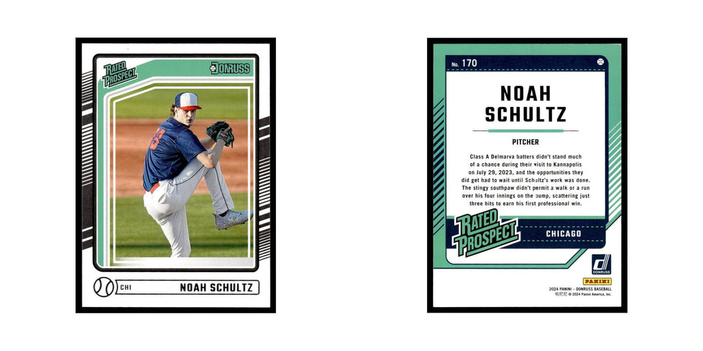Noah Schultz 2024 Donruss Rated Rookie #170 Chicago White Sox Baseball Card NM