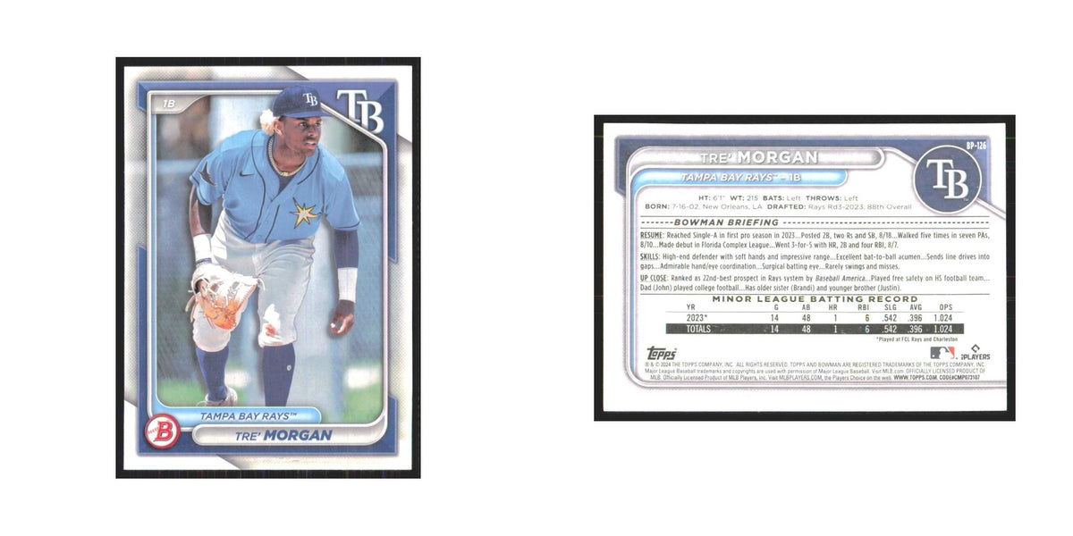 2024 Bowman Prospects Tre' Morgan Rays #BP-126