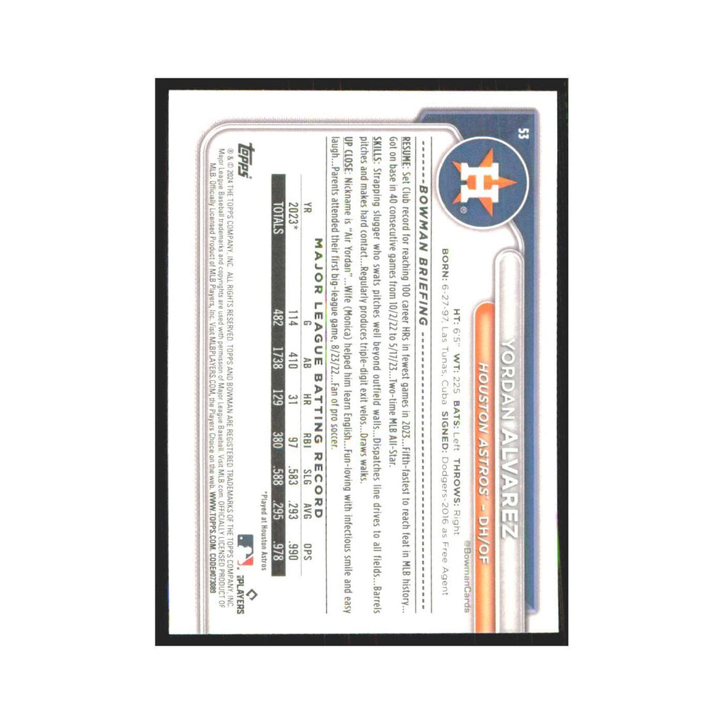 2024 Bowman Yordan Alvarez Astros #53