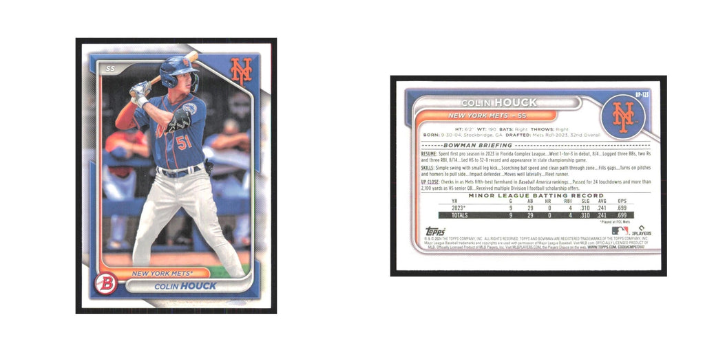 2024 Bowman Prospects Colin Houck Mets #BP-123