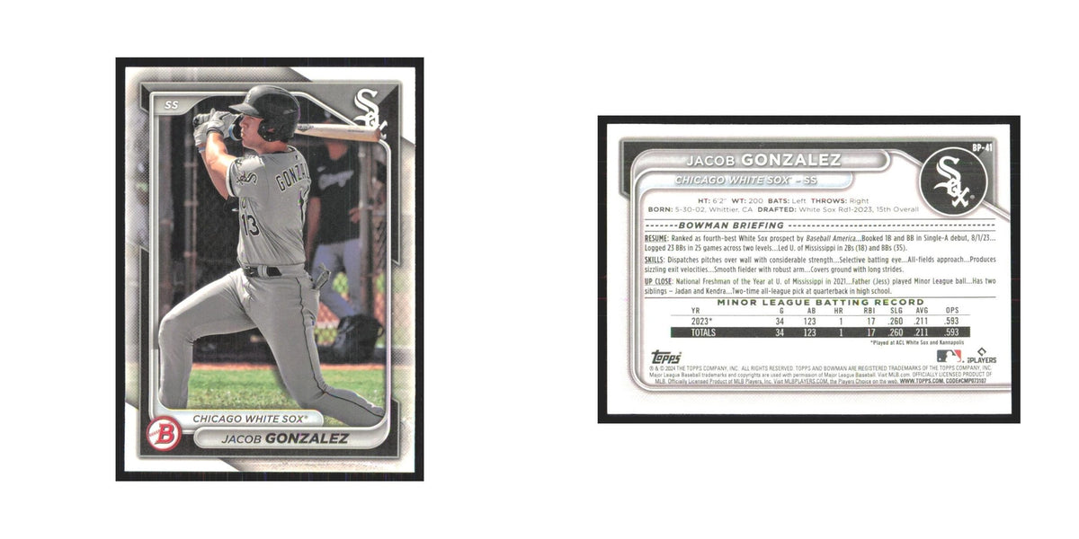 2024 Bowman Prospects Jacob Gonzalez White Sox #BP-41