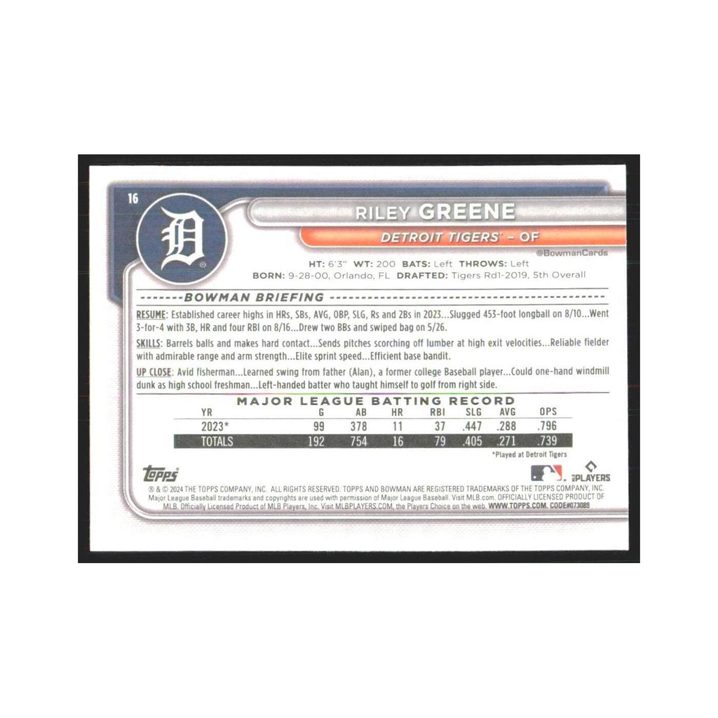 2024 Bowman Riley Greene Tigers #16