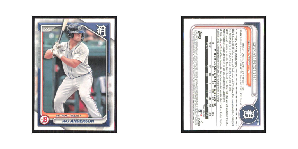 2024 Bowman Prospects Max Anderson Tigers #BP-128